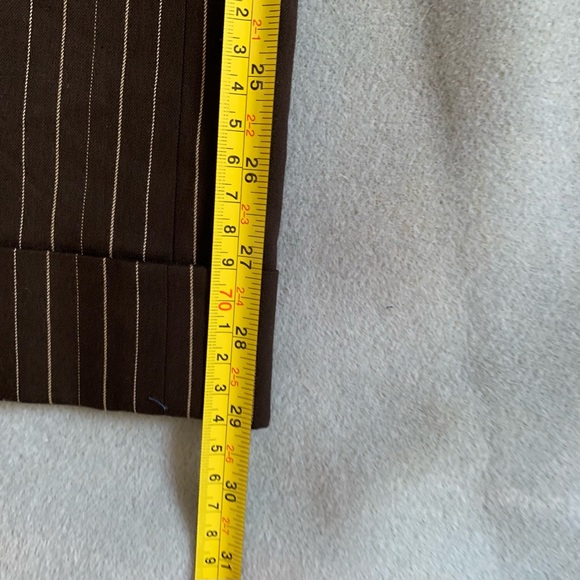 Y2K chocolate brown pinstripe low rise boot cut wide leg pants - Picture 10 of 12